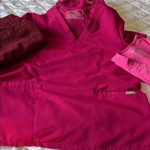 Figs V-Neck Scrub Top in Bright Fuchsia